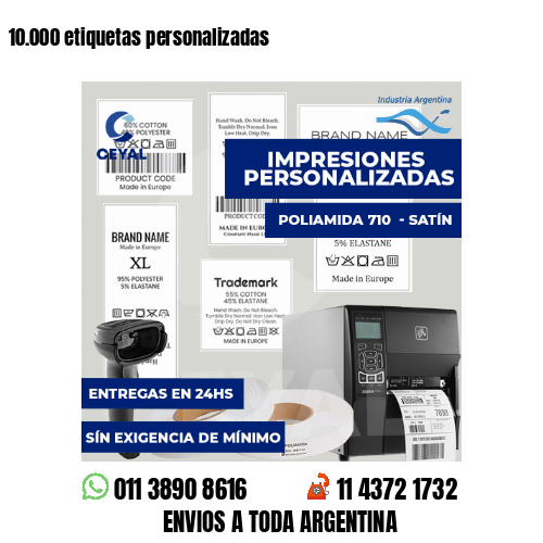 10.000 etiquetas personalizadas
