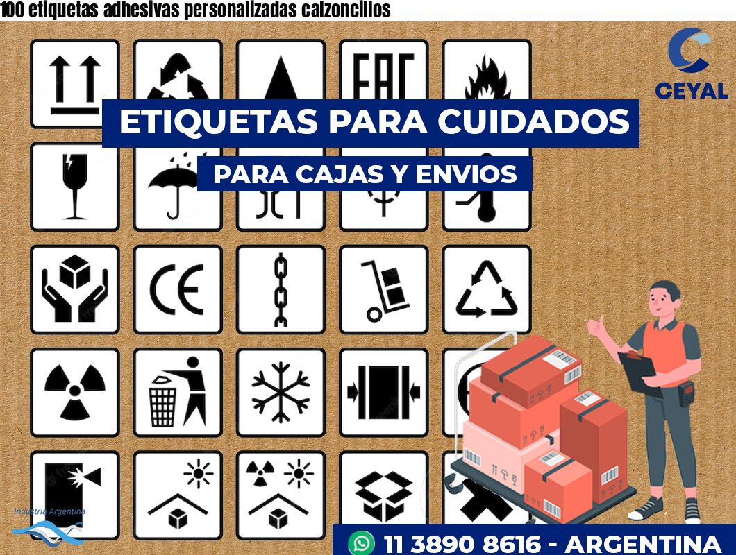 100 etiquetas adhesivas personalizadas calzoncillos