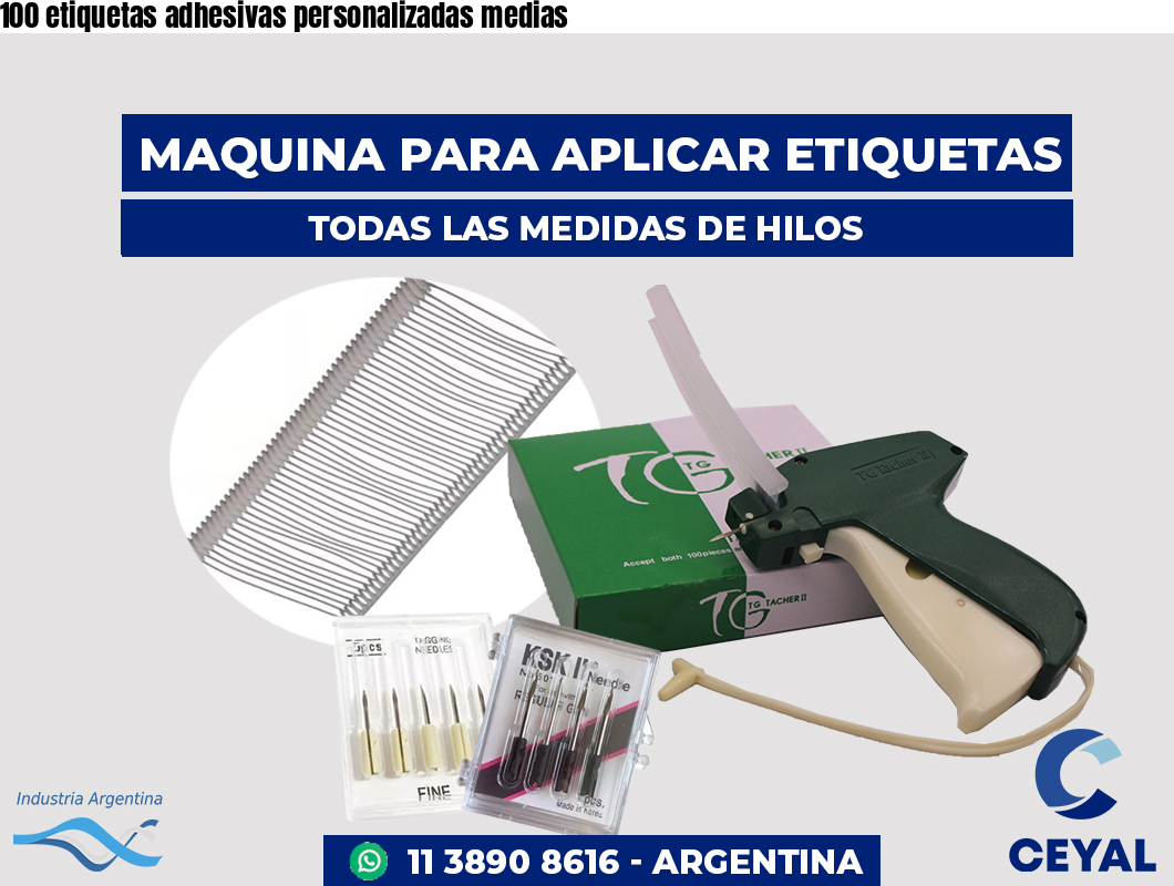 100 etiquetas adhesivas personalizadas medias