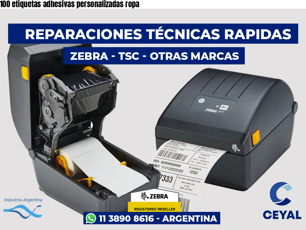 100 etiquetas adhesivas personalizadas ropa