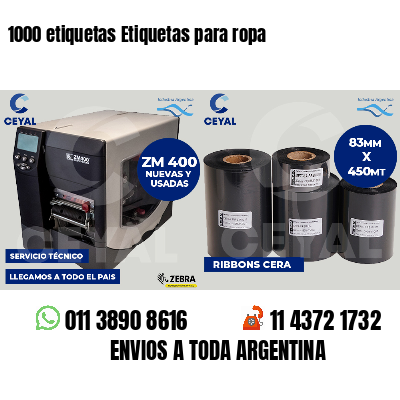 1000 etiquetas Etiquetas para ropa