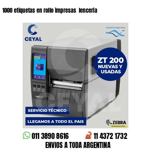 1000 etiquetas en rollo impresas lenceria