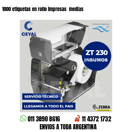 1000 etiquetas en rollo impresas medias