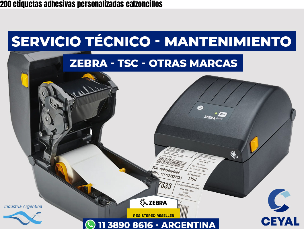 200 etiquetas adhesivas personalizadas calzoncillos