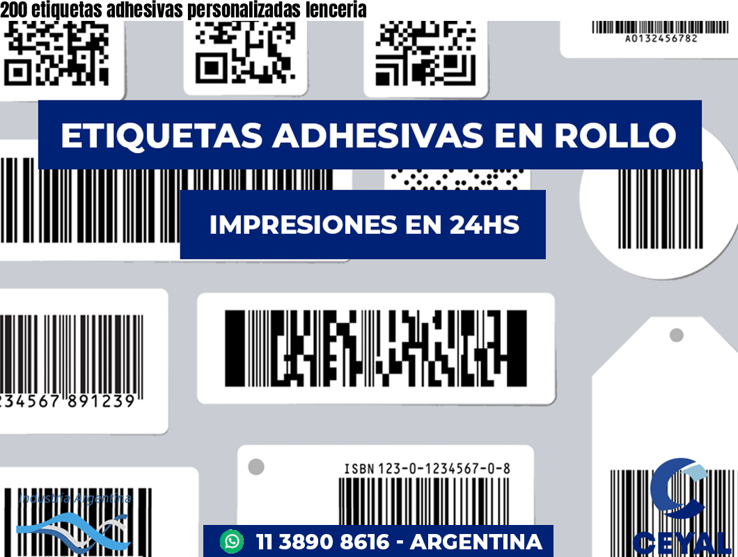 200 etiquetas adhesivas personalizadas lenceria
