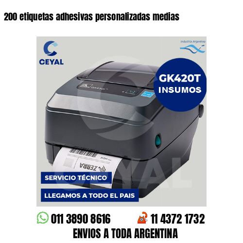 200 etiquetas adhesivas personalizadas medias