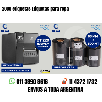 2000 etiquetas Etiquetas para ropa
