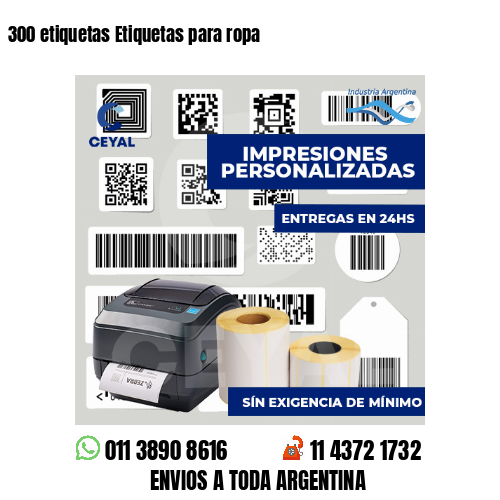 300 etiquetas Etiquetas para ropa