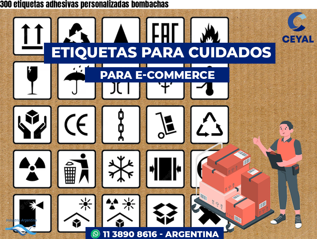 300 etiquetas adhesivas personalizadas bombachas