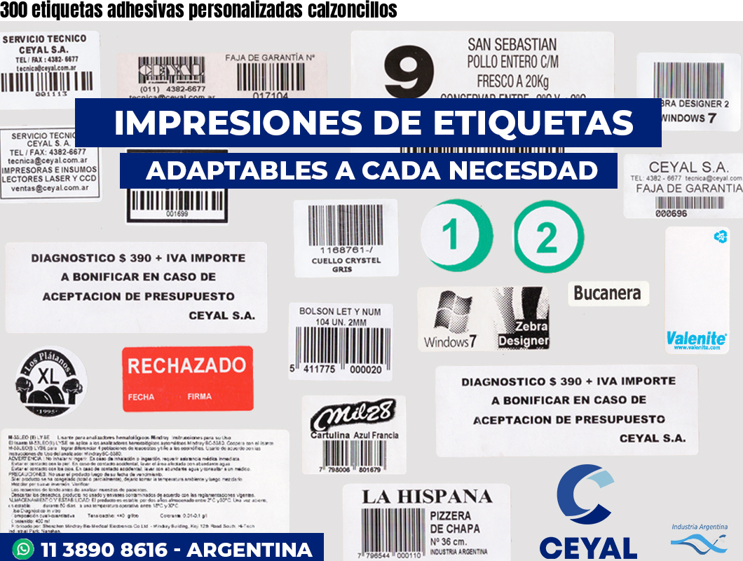 300 etiquetas adhesivas personalizadas calzoncillos