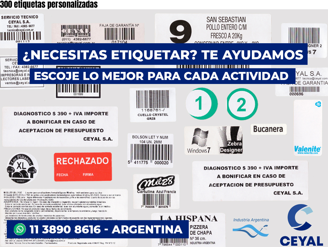 300 etiquetas personalizadas