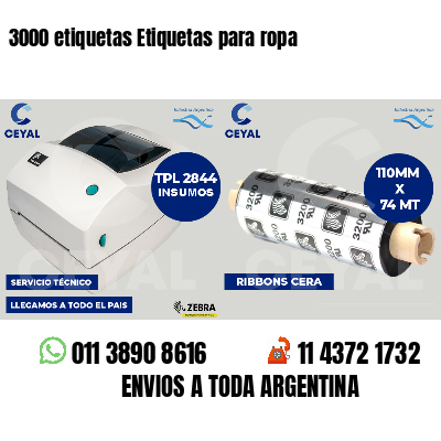3000 etiquetas Etiquetas para ropa