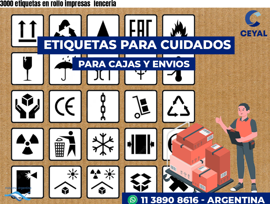 3000 etiquetas en rollo impresas  lenceria