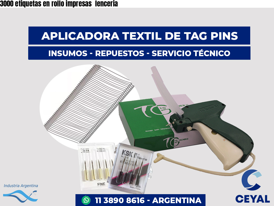 3000 etiquetas en rollo impresas lenceria