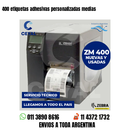 400 etiquetas adhesivas personalizadas medias
