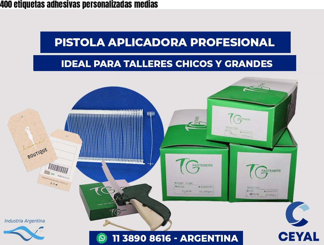 400 etiquetas adhesivas personalizadas medias