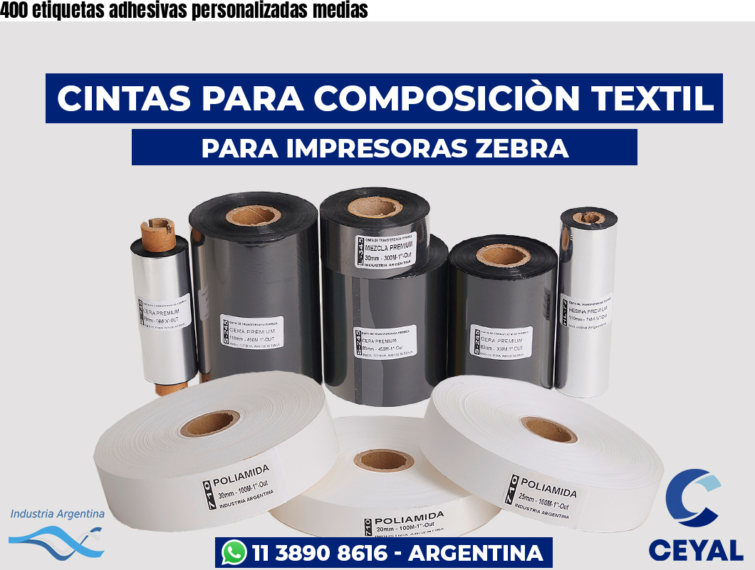 400 etiquetas adhesivas personalizadas medias