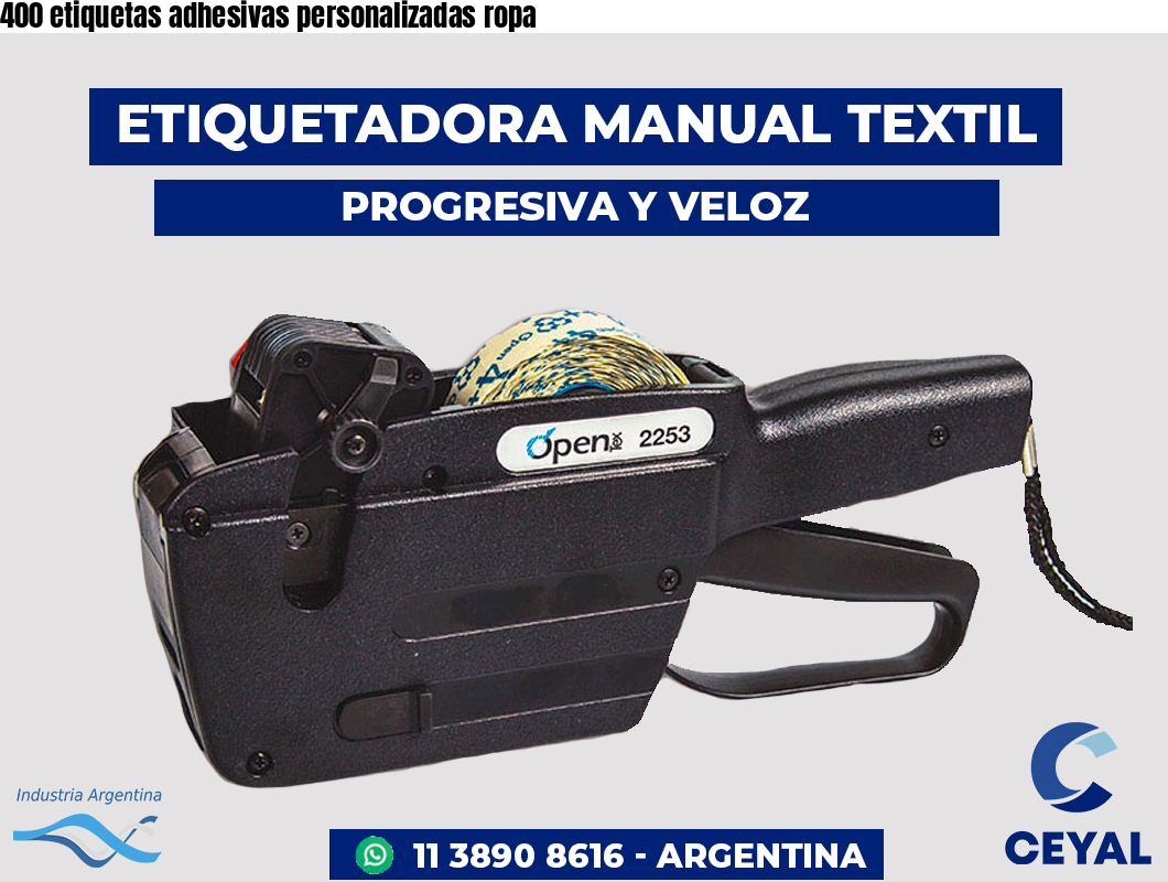 400 etiquetas adhesivas personalizadas ropa