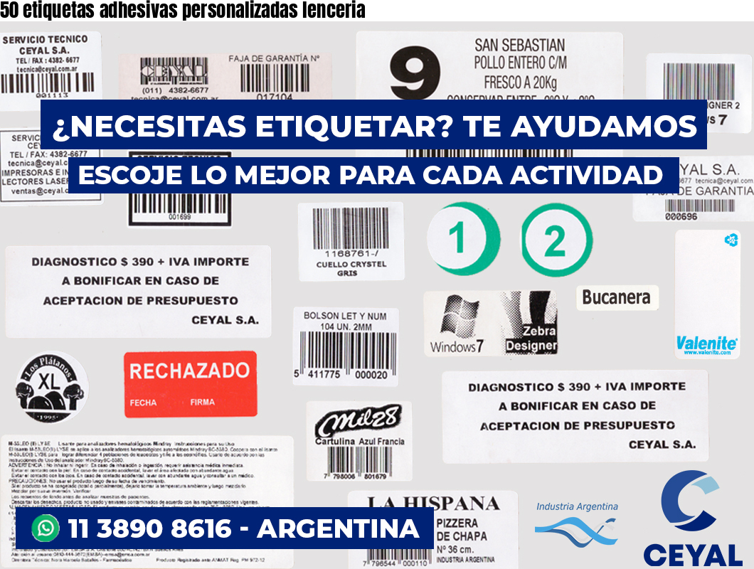 50 etiquetas adhesivas personalizadas lenceria