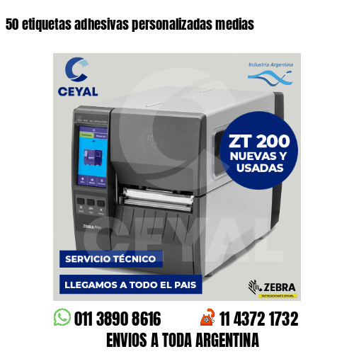 50 etiquetas adhesivas personalizadas medias