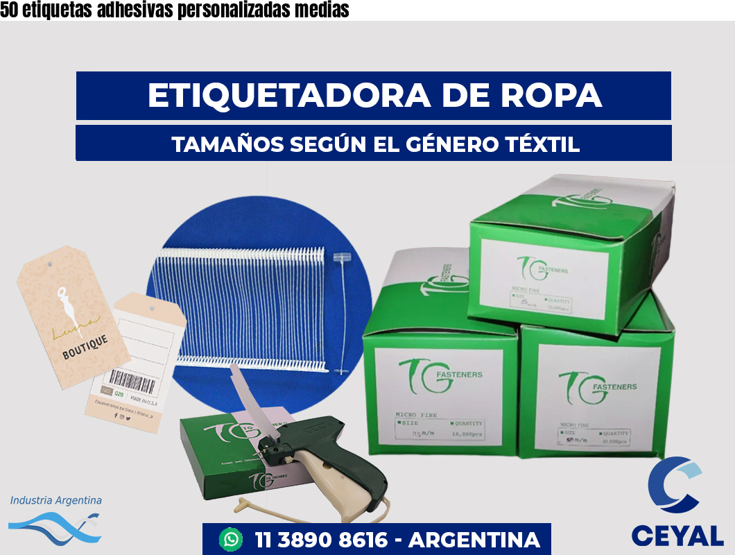 50 etiquetas adhesivas personalizadas medias