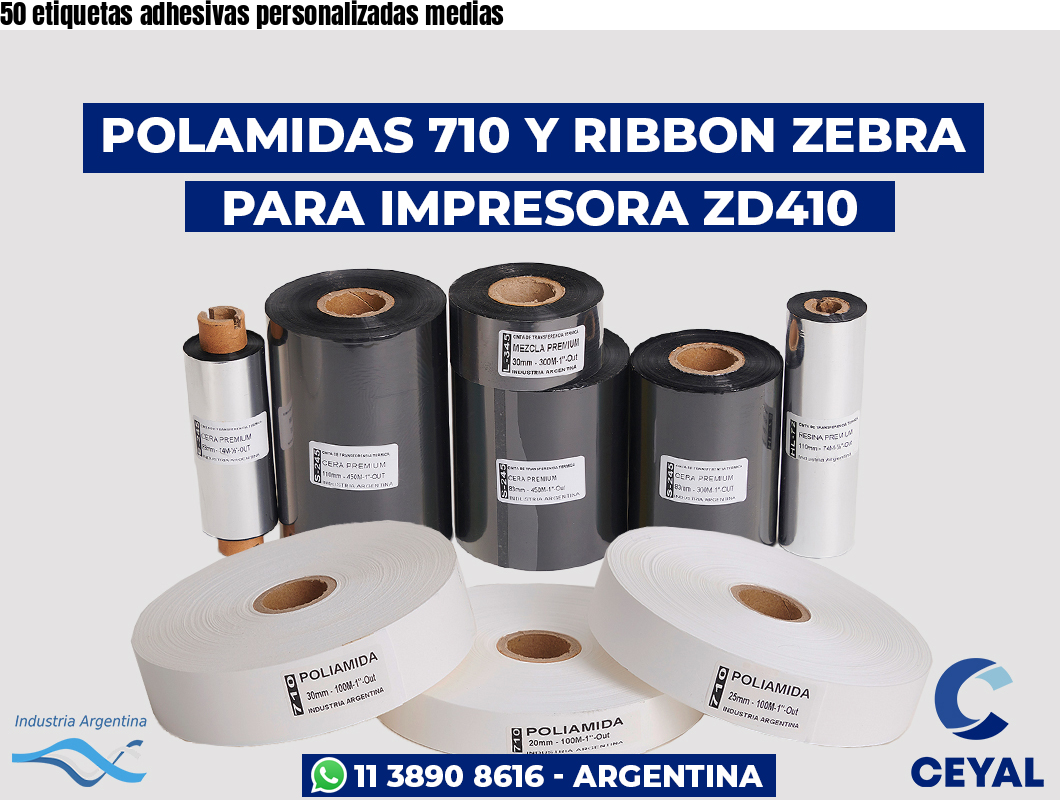 50 etiquetas adhesivas personalizadas medias