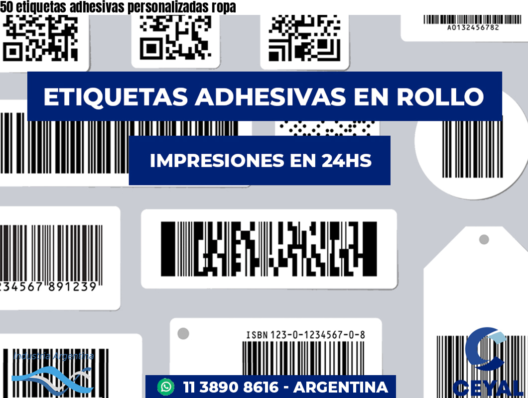 50 etiquetas adhesivas personalizadas ropa