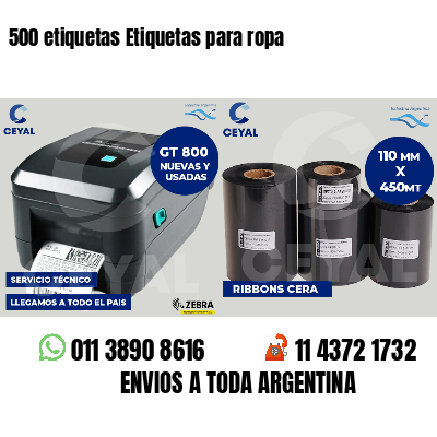 500 etiquetas Etiquetas para ropa