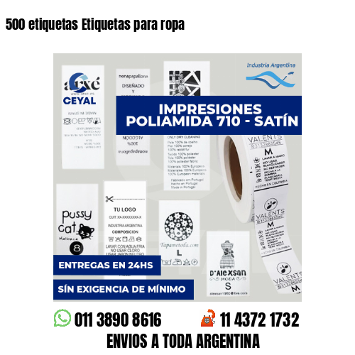 500 etiquetas Etiquetas para ropa