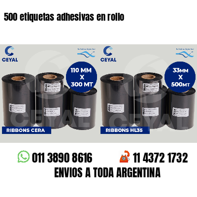 500 etiquetas adhesivas en rollo