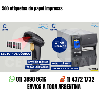 500 etiquetas de papel impresas