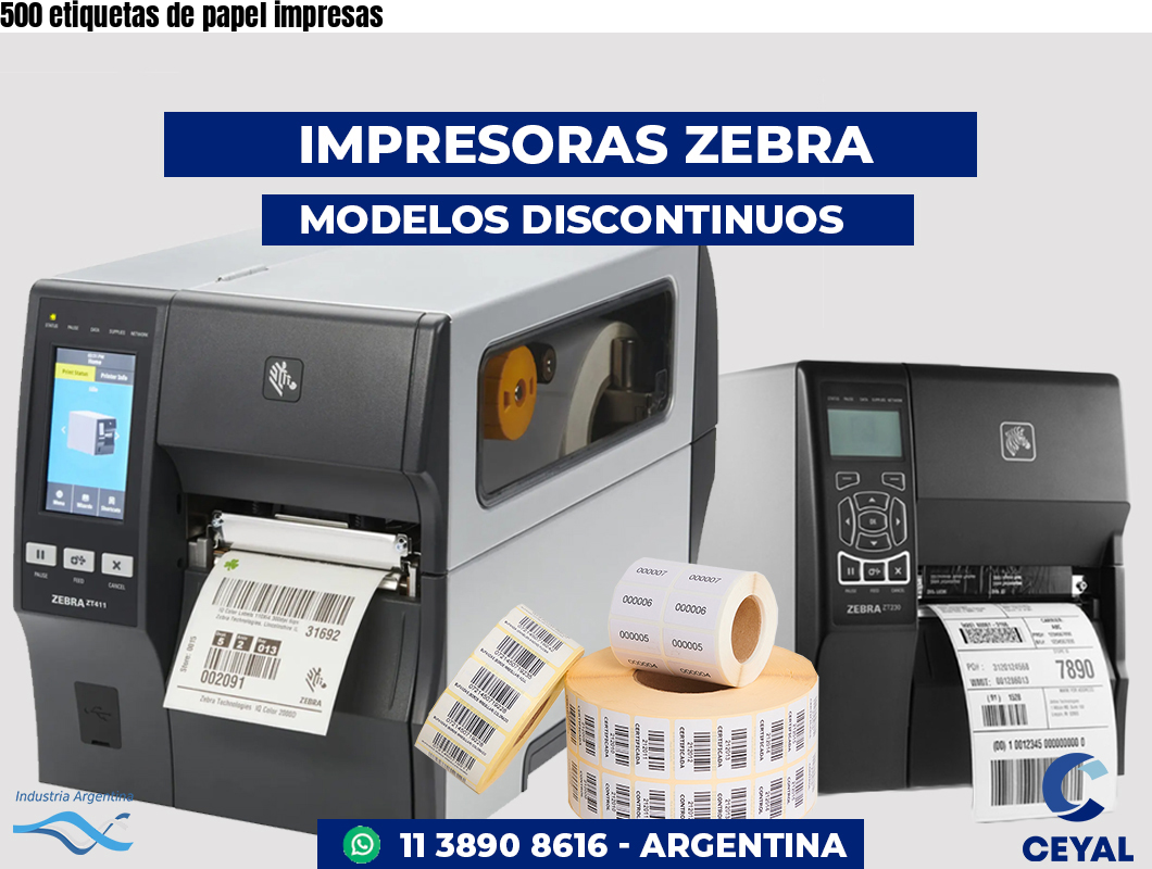 500 etiquetas de papel impresas