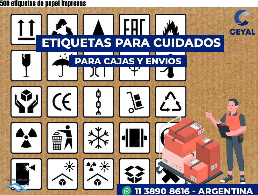 500 etiquetas de papel impresas