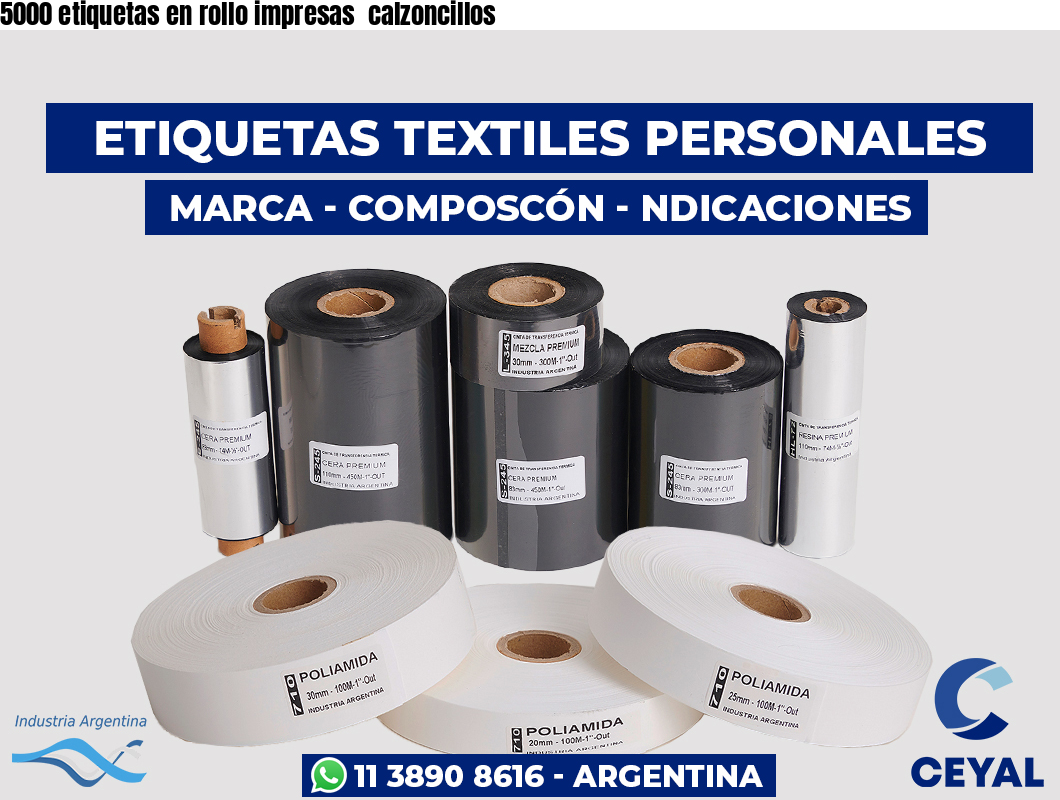 5000 etiquetas en rollo impresas  calzoncillos