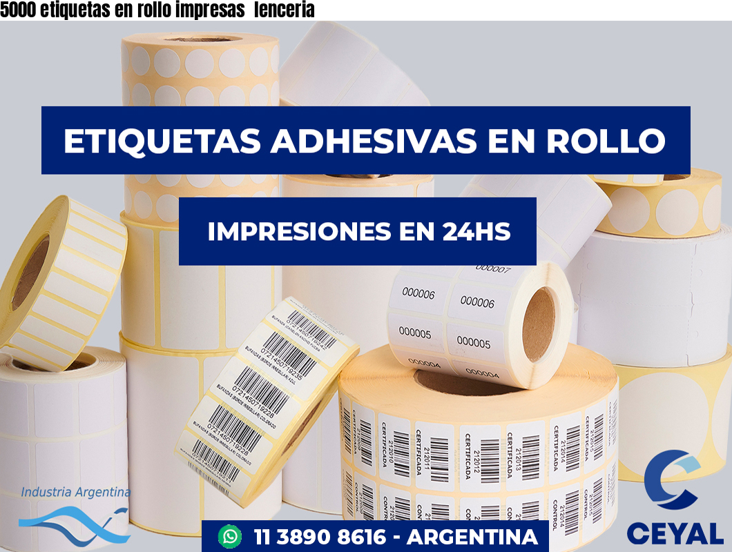5000 etiquetas en rollo impresas  lenceria
