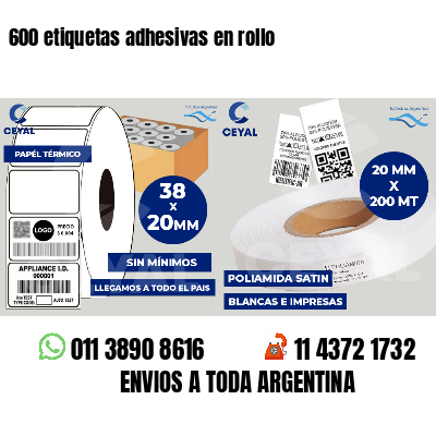 600 etiquetas adhesivas en rollo