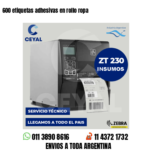 600 etiquetas adhesivas en rollo ropa