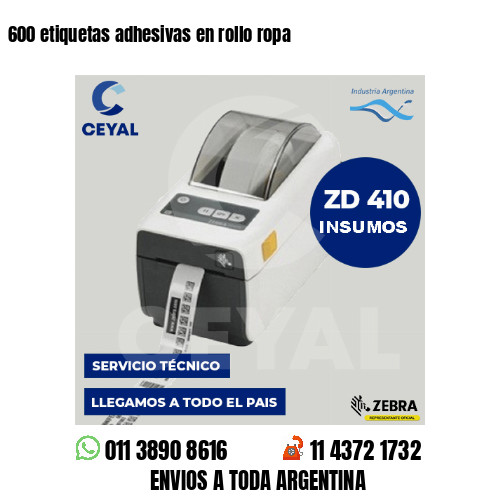 600 etiquetas adhesivas en rollo ropa