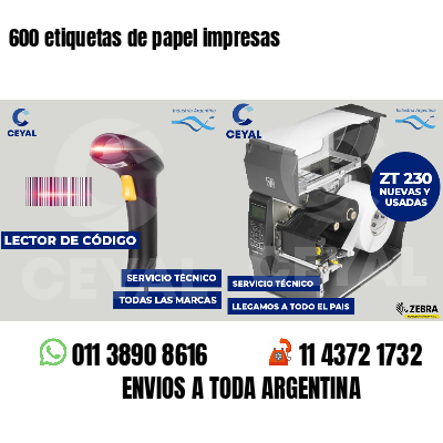 600 etiquetas de papel impresas