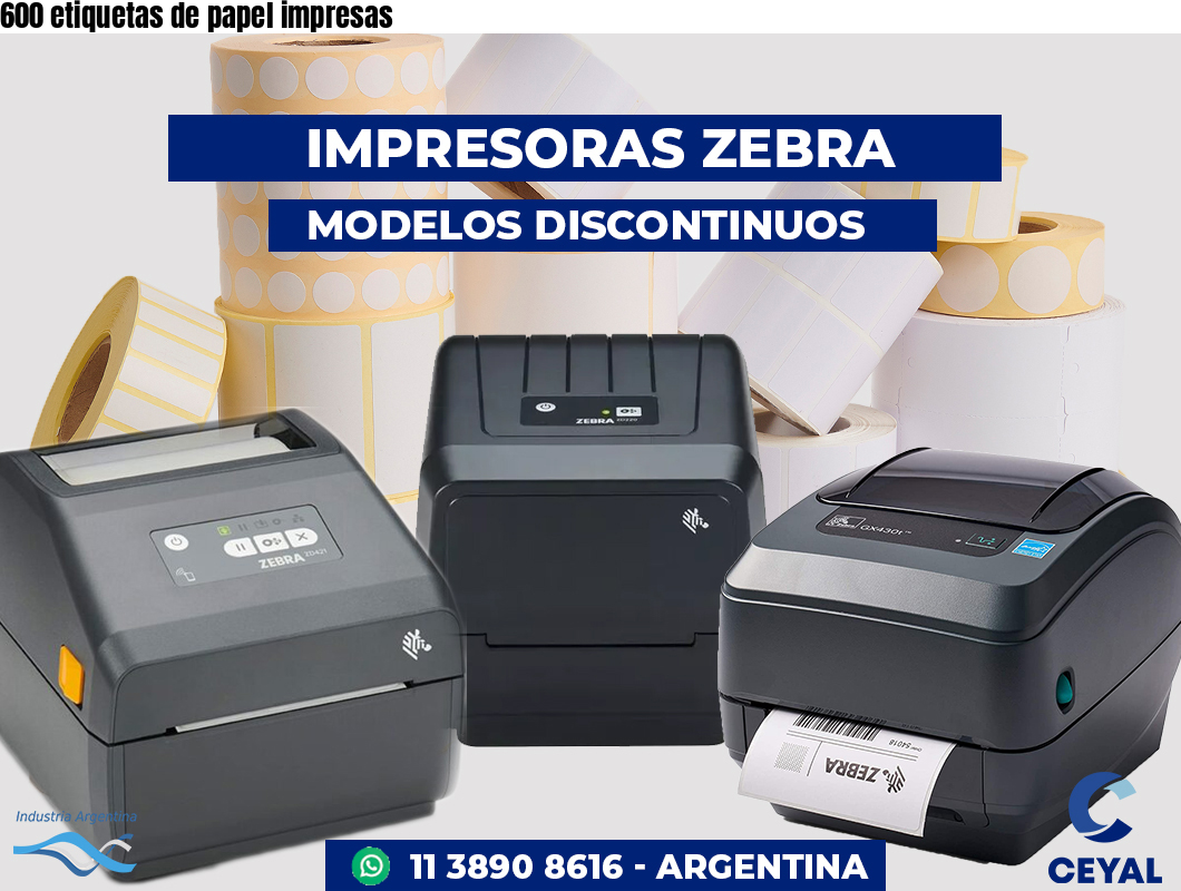 600 etiquetas de papel impresas