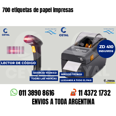 700 etiquetas de papel impresas