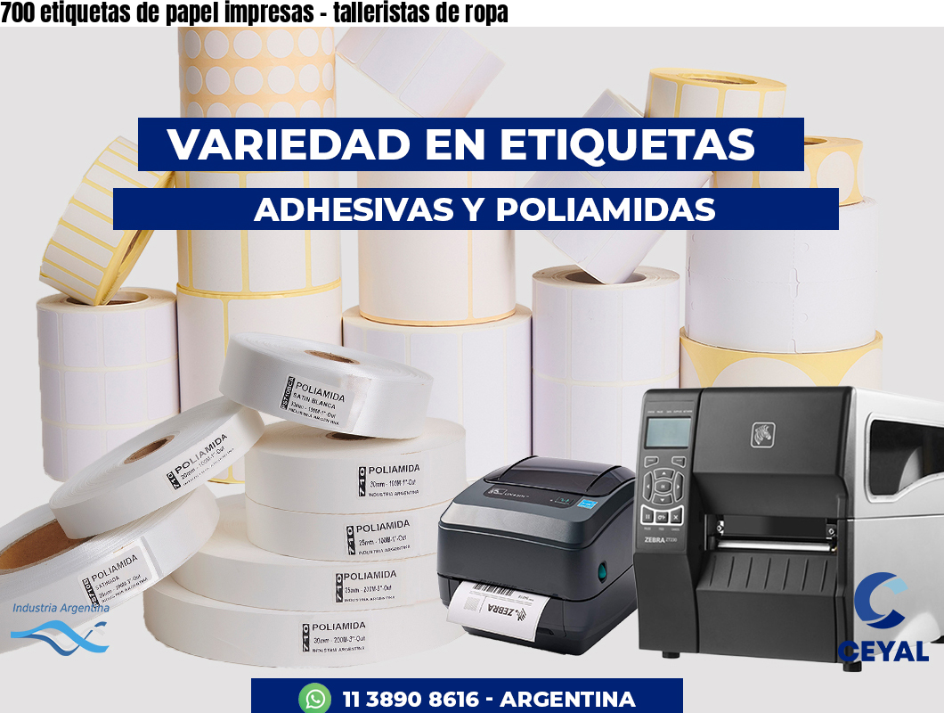 700 etiquetas de papel impresas – talleristas de ropa