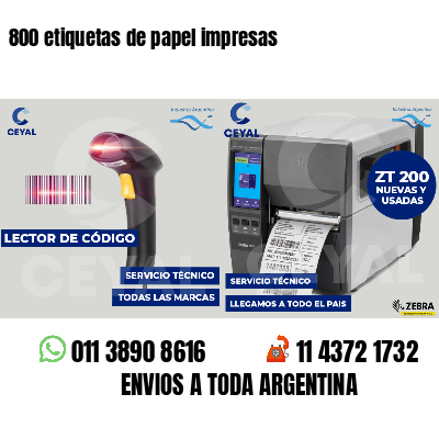 800 etiquetas de papel impresas