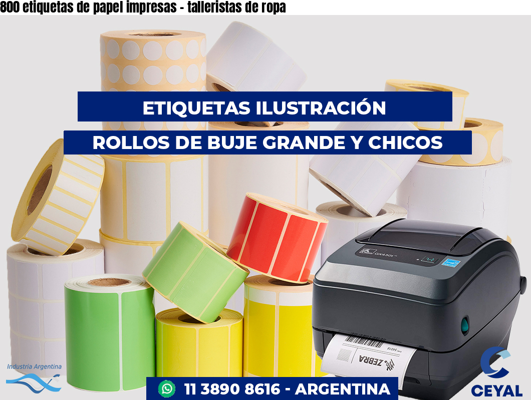 800 etiquetas de papel impresas – talleristas de ropa