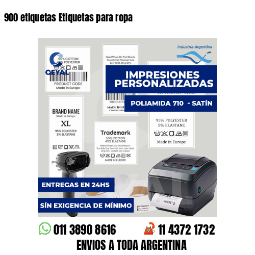 900 etiquetas Etiquetas para ropa