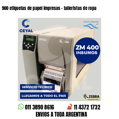 900 etiquetas de papel impresas - talleristas de ropa