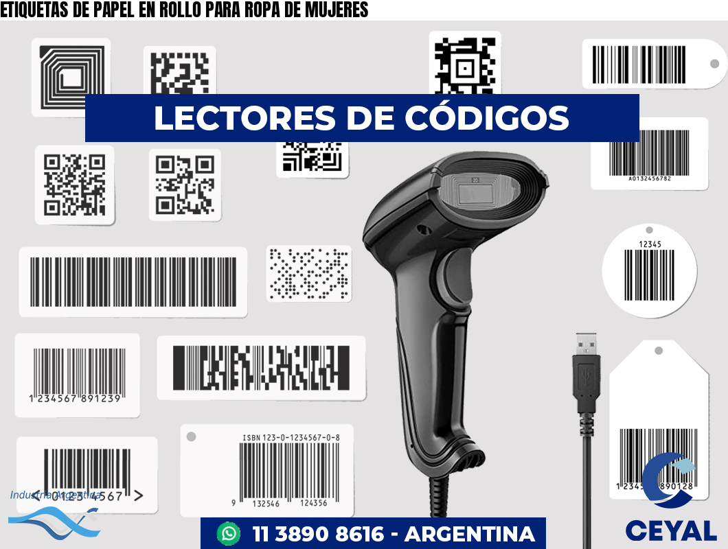 ETIQUETAS DE PAPEL EN ROLLO PARA ROPA DE MUJERES