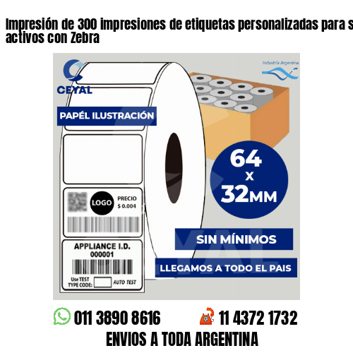 Impresión de 300 impresiones de etiquetas personalizadas para seguimiento de activos con Zebra