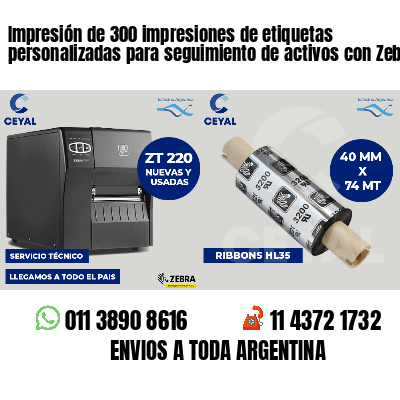 Impresión de 300 impresiones de etiquetas personalizadas para seguimiento de activos con Zebra