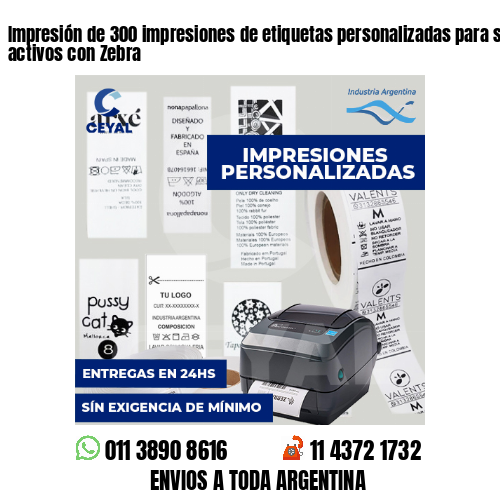 Impresión de 300 impresiones de etiquetas personalizadas para seguimiento de activos con Zebra